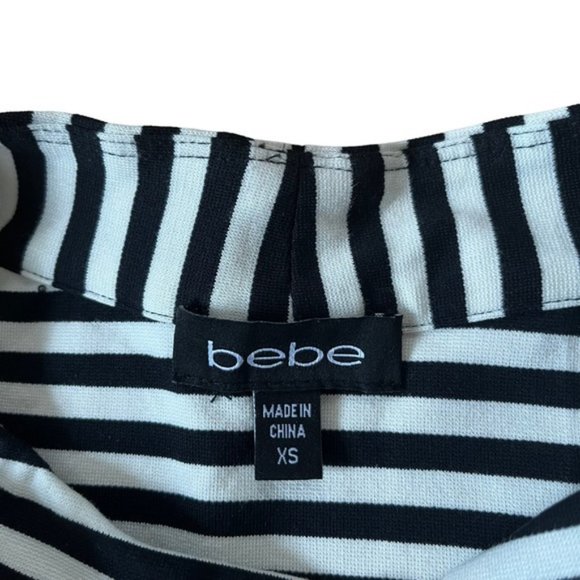 Black and White Striped Bebe Top Size XS - Picture 5 of 8